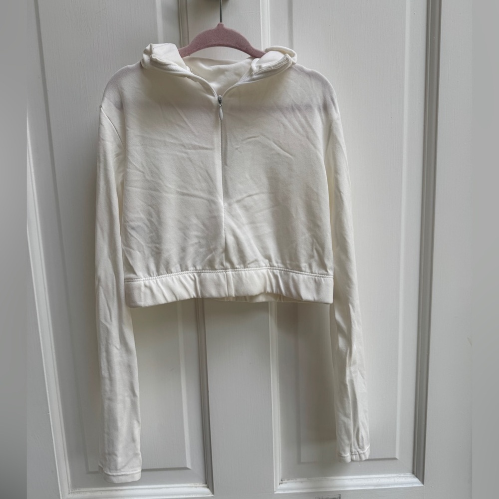 NWOT Off White Cream 3T Girls Lightweight Zip Up Jacket with Hood Hoodie